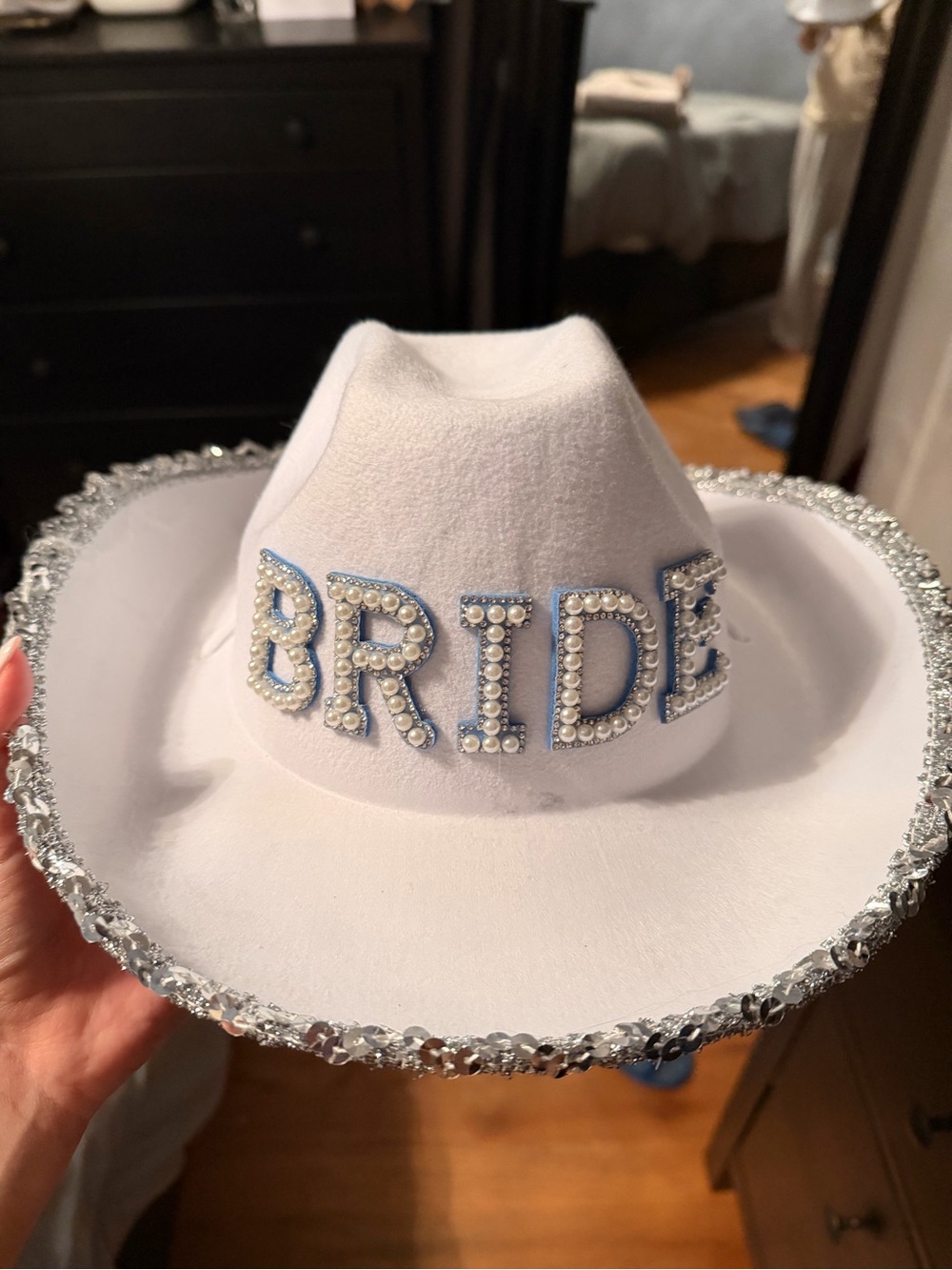 BRIDE Embellished White Cowboy Hat